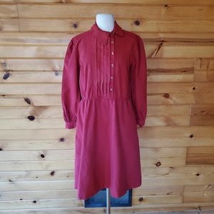 1980s Sasson Red Poly/Cotton‎ Dress